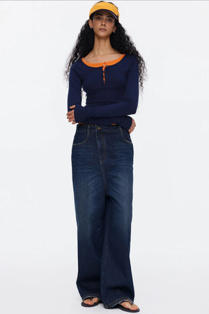 Lyocell Tencel Color-Blocked Sweater