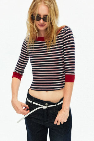 Lyocell Tencel Striped Knit Sweater