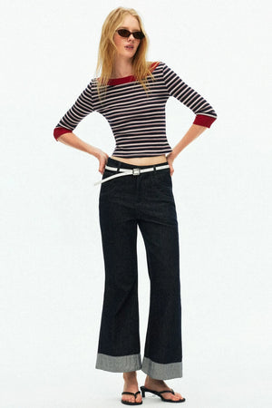 Lyocell Tencel Striped Knit Sweater
