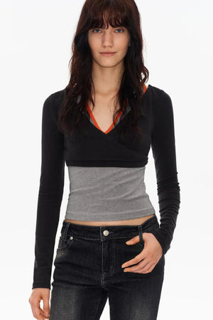 Lyocell Tencel V-Neck Top Set
