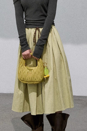 Lyocell Waist Pleated Skirt