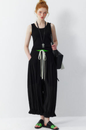Lyocell Wide Leg Lantern Pants
