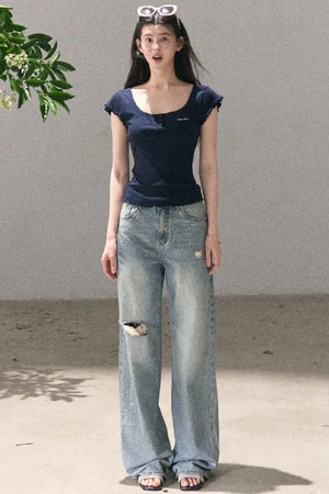 Lyocell Wool Embroidered Top