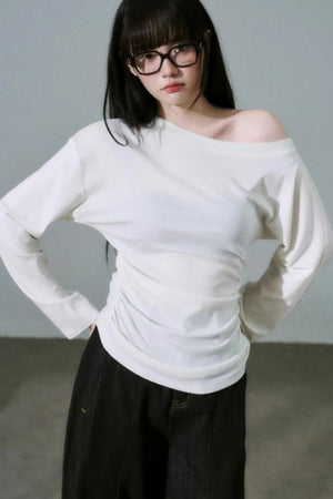 Lyocell Wool Off-Shoulder Top