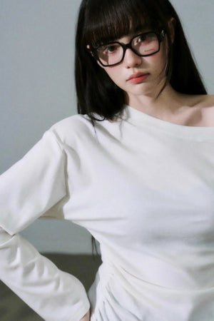 Lyocell Wool Off-Shoulder Top