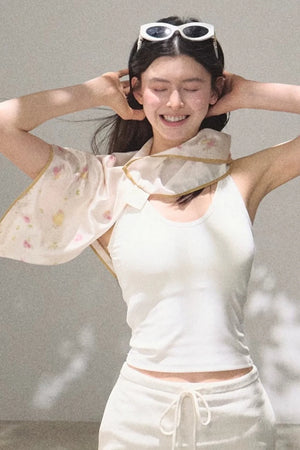 Magic Silk Contrast Edge Scarf Top