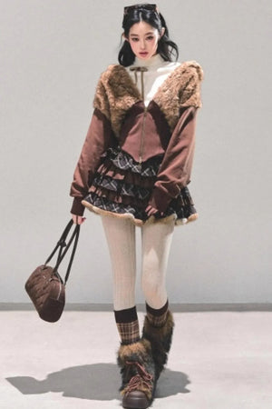 Maillard Poetry Plaid Skirt