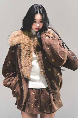 Maillard Wool Jacket With Skirt Set-Up