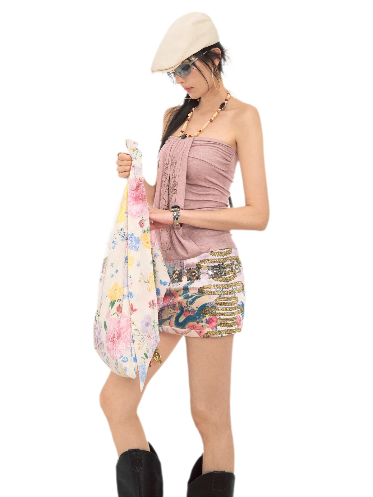 Aman Halter Neck Crystal Embellished Slim Fit Top