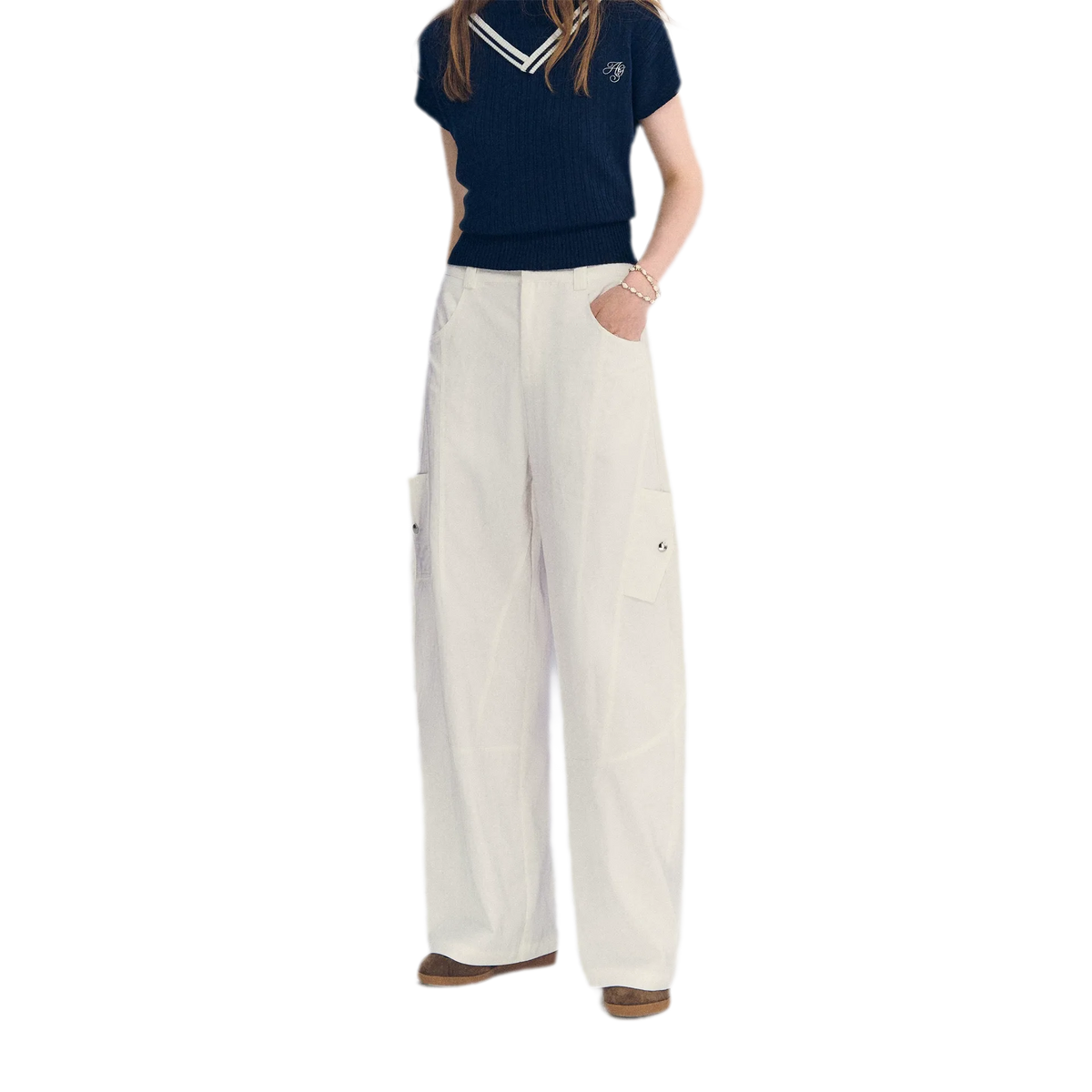 Deconstructed Curved Cargo Pants