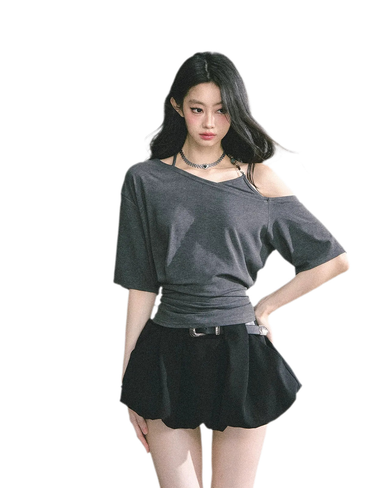 Asymmetric Beaded Off-Shoulder Top