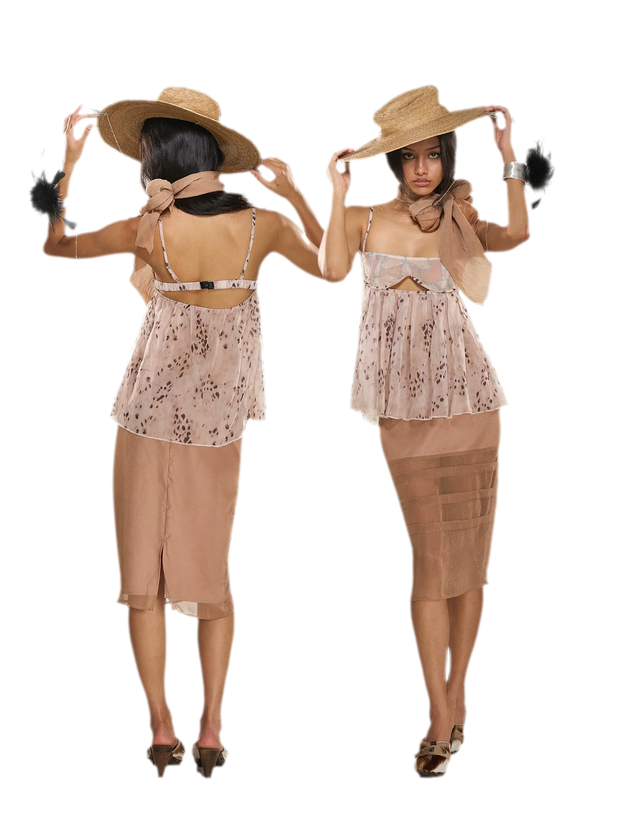 Embroidered Open-Back Chiffon Top