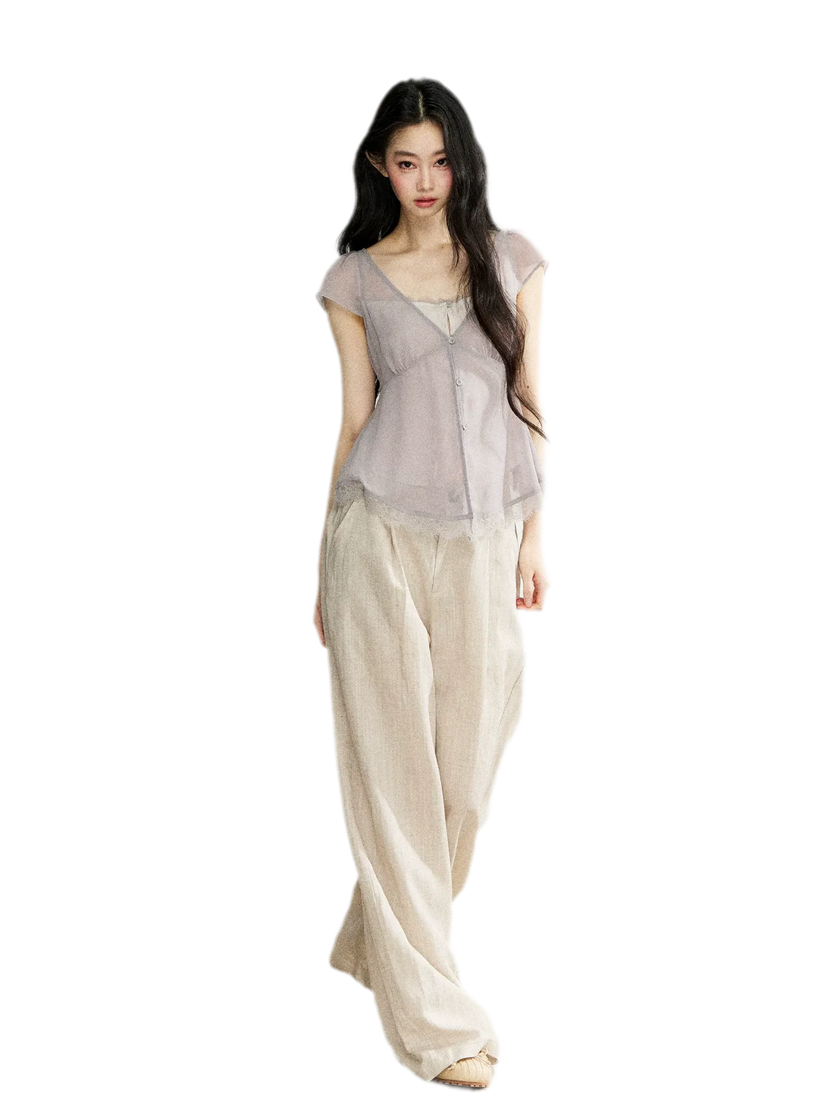 Linen Blend Wide Pants