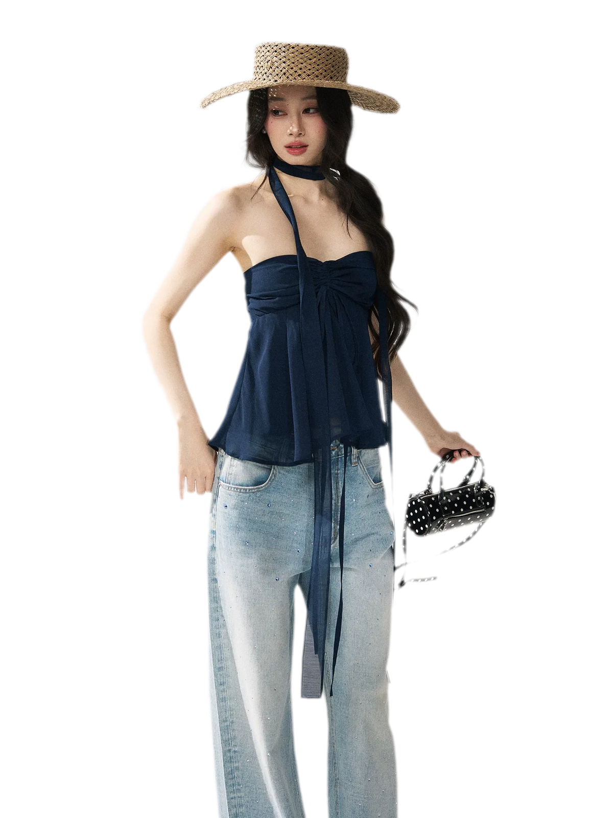 Halter Ruched Bustier Top