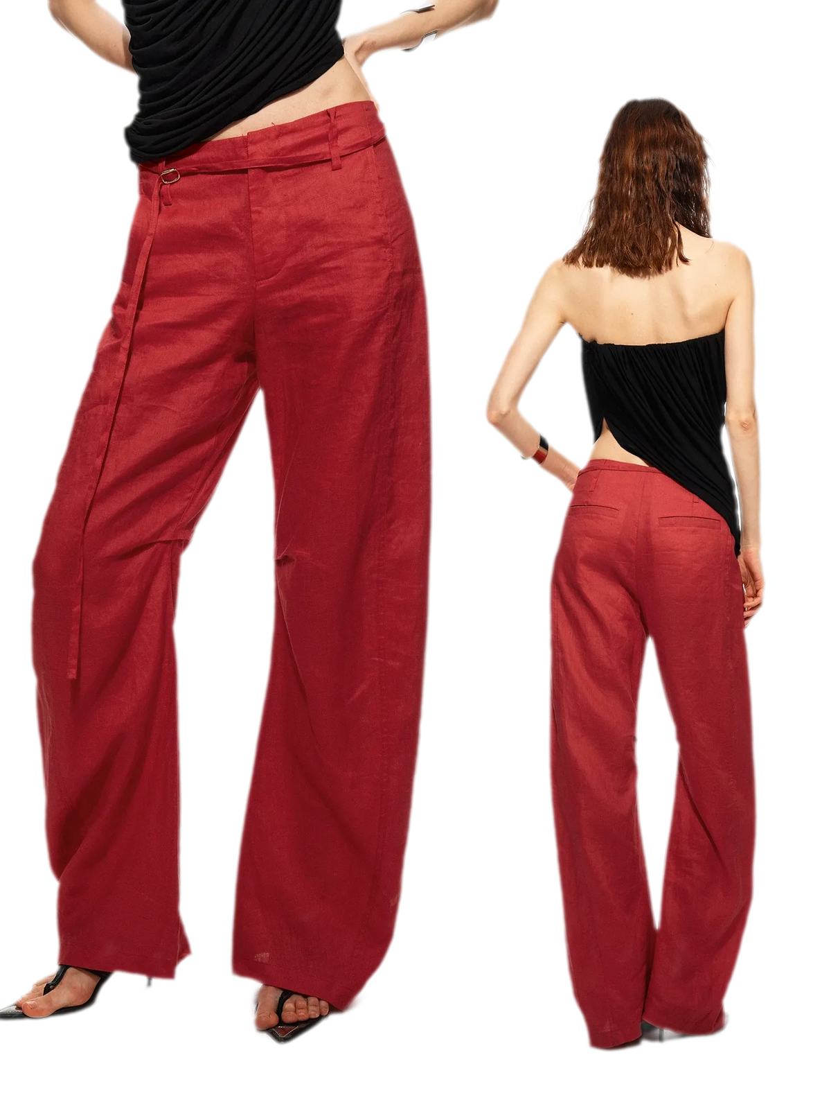 Linen Curved Wide Pants