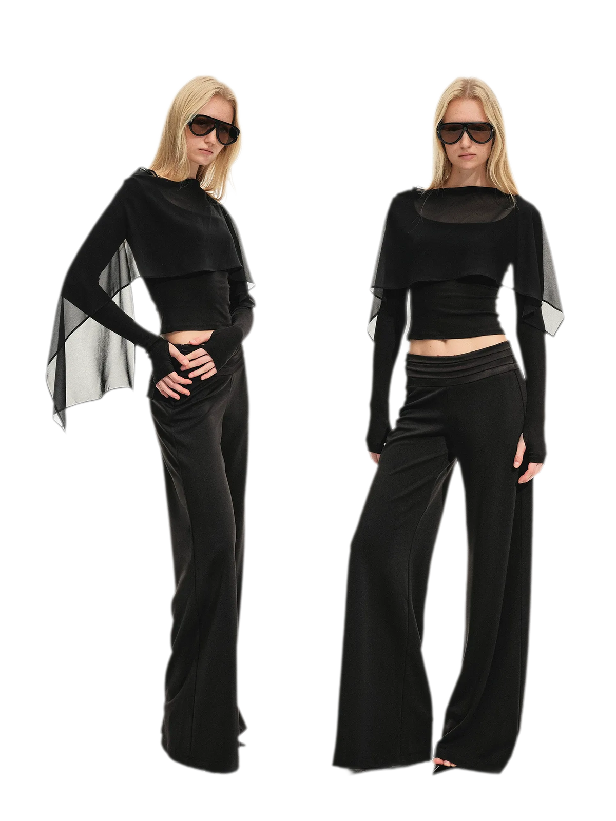 Sheer Cape Fitted Knit Top