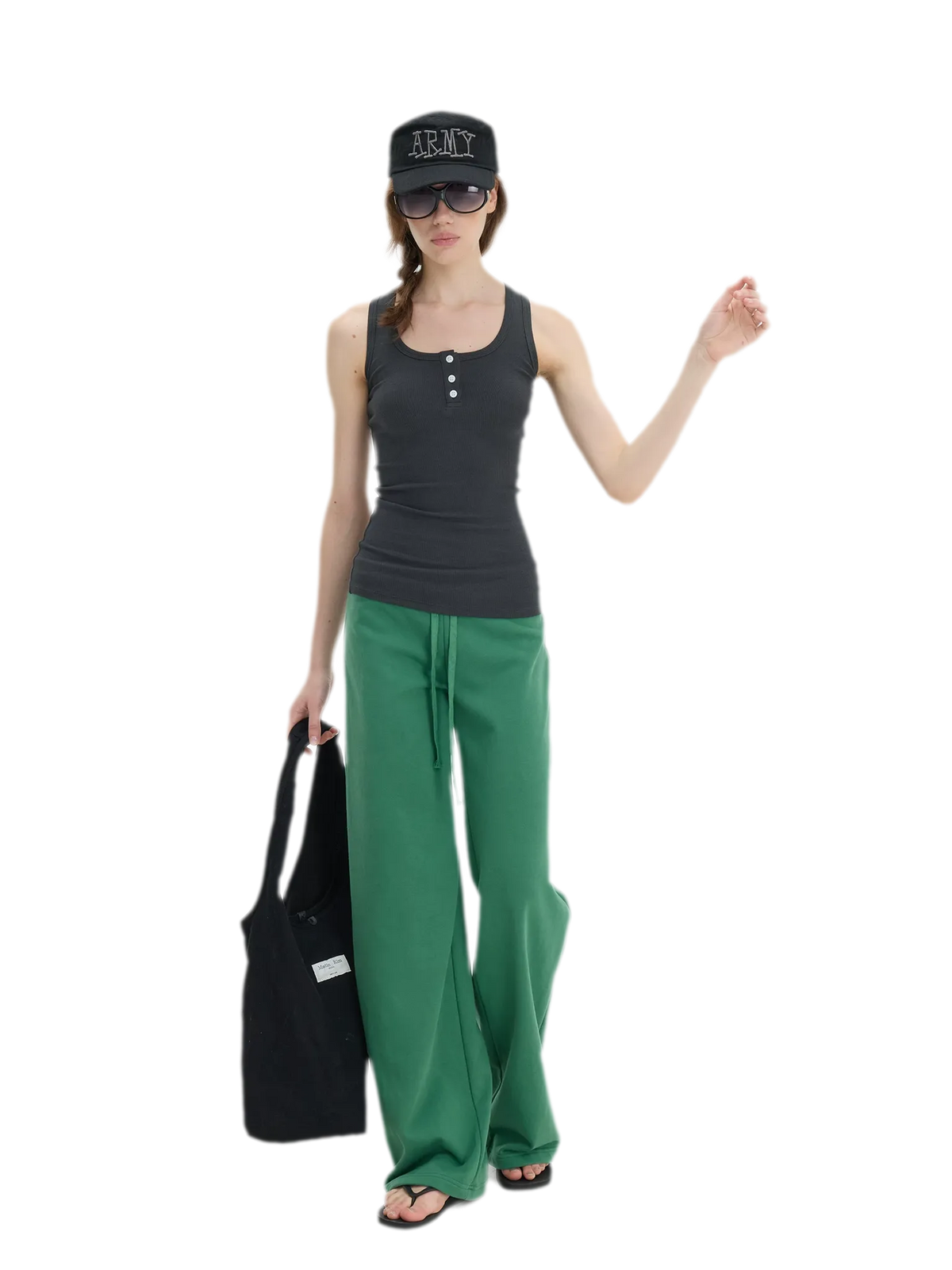 Ribbed Slim-Fit Henley Tank
