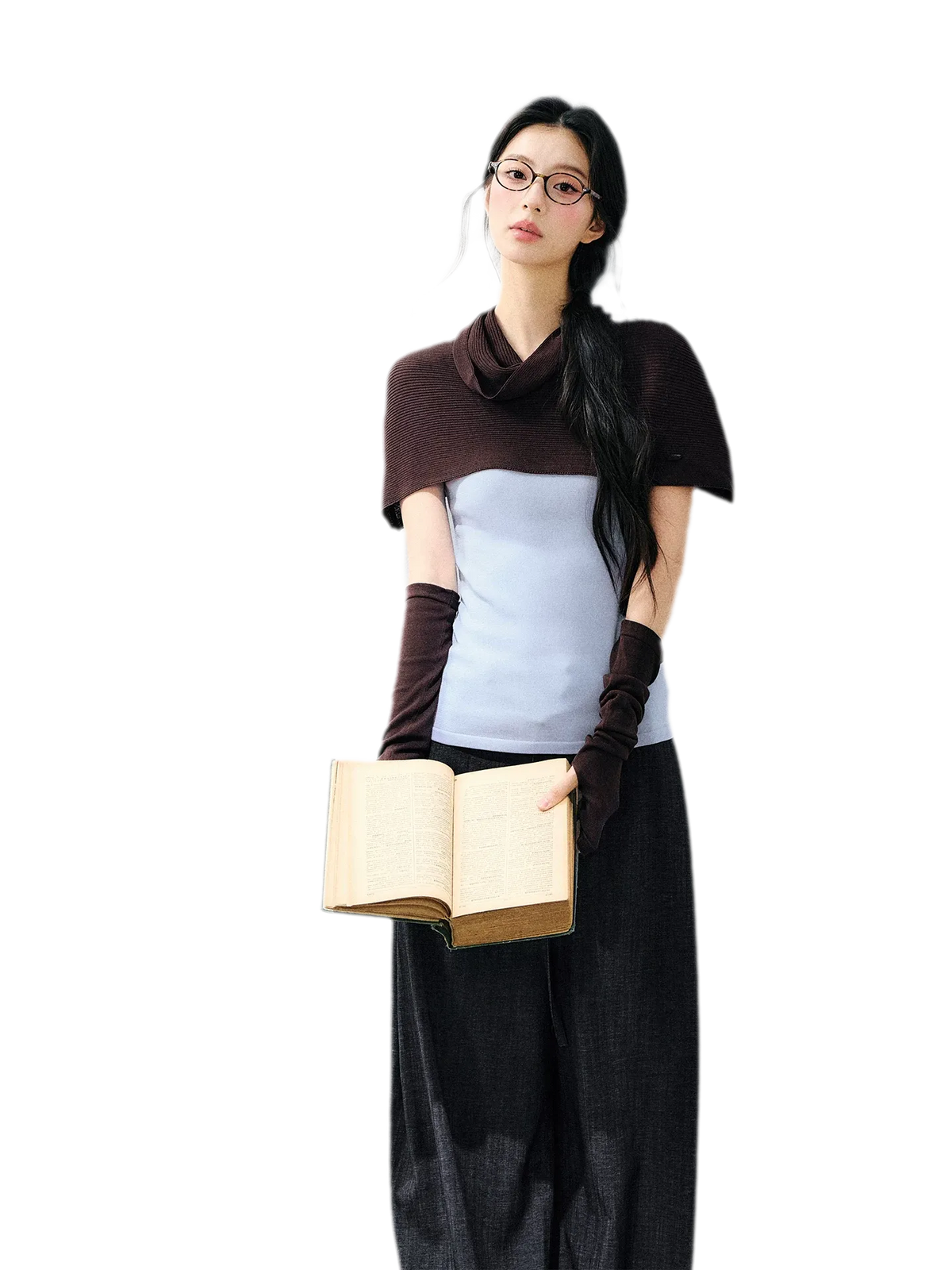 Detachable Knit Cape Set