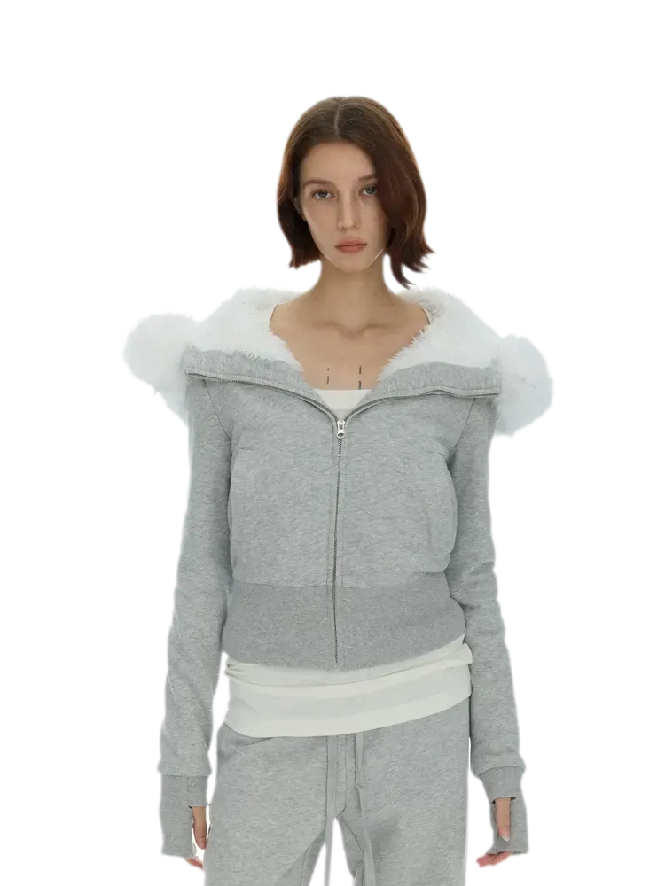 Detachable Fur Collar Hoodie Jacket
