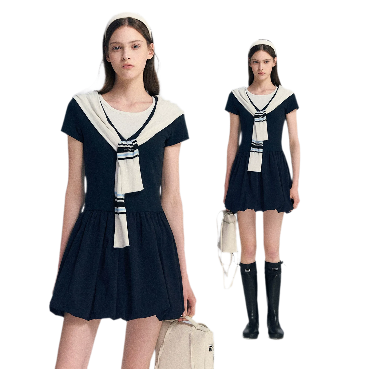 Contrast Trim Bubble Dress