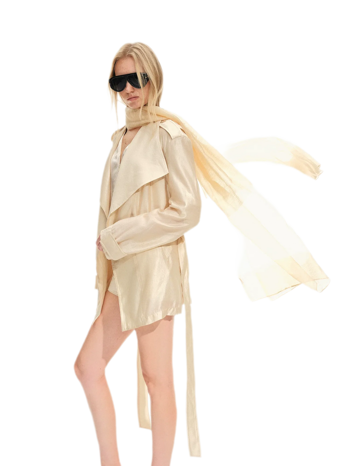 Lightweight Sheer Belted Trench Coat