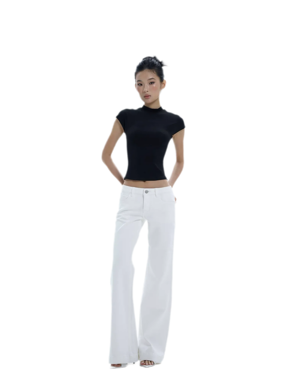 Low-Rise Straight-Leg White Jeans