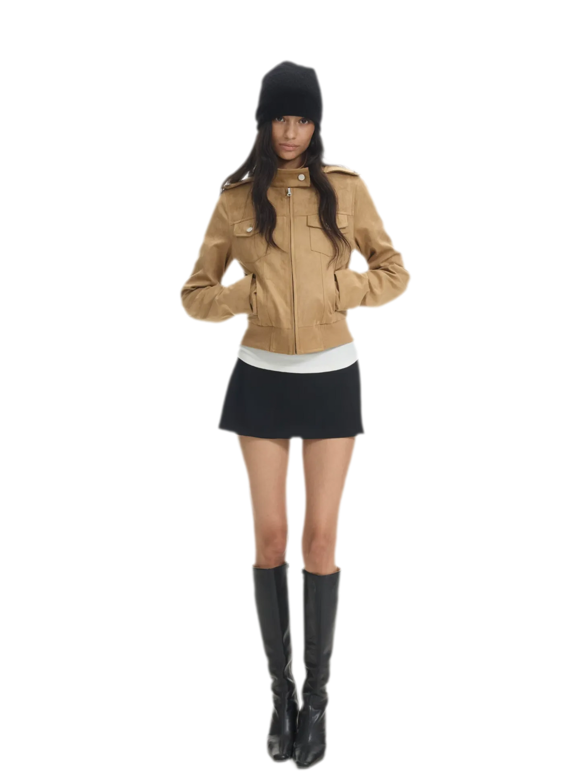 Faux Leather Cropped Utility Jacket