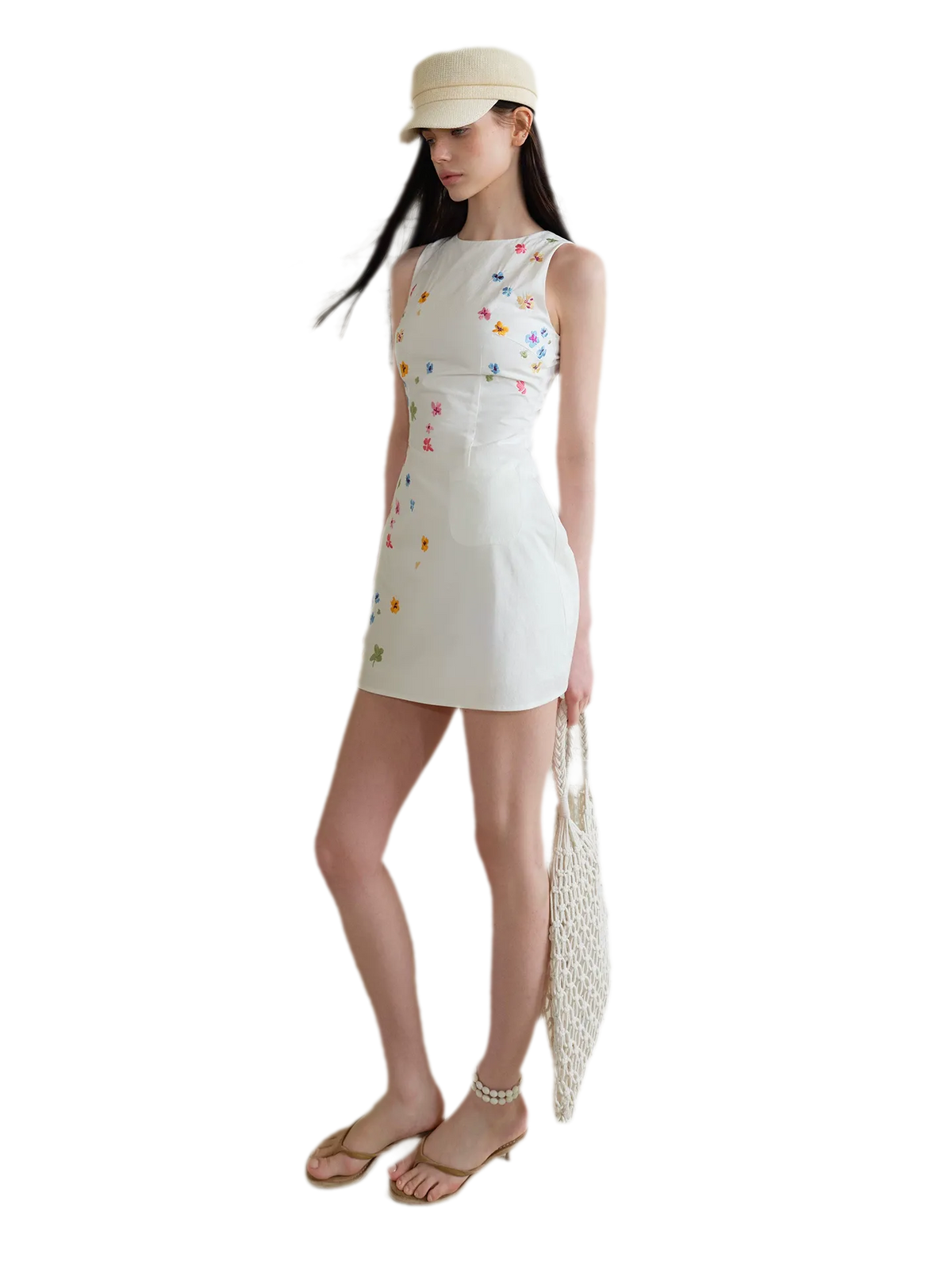 Summer Vintage Hand-Painted Floral Dress