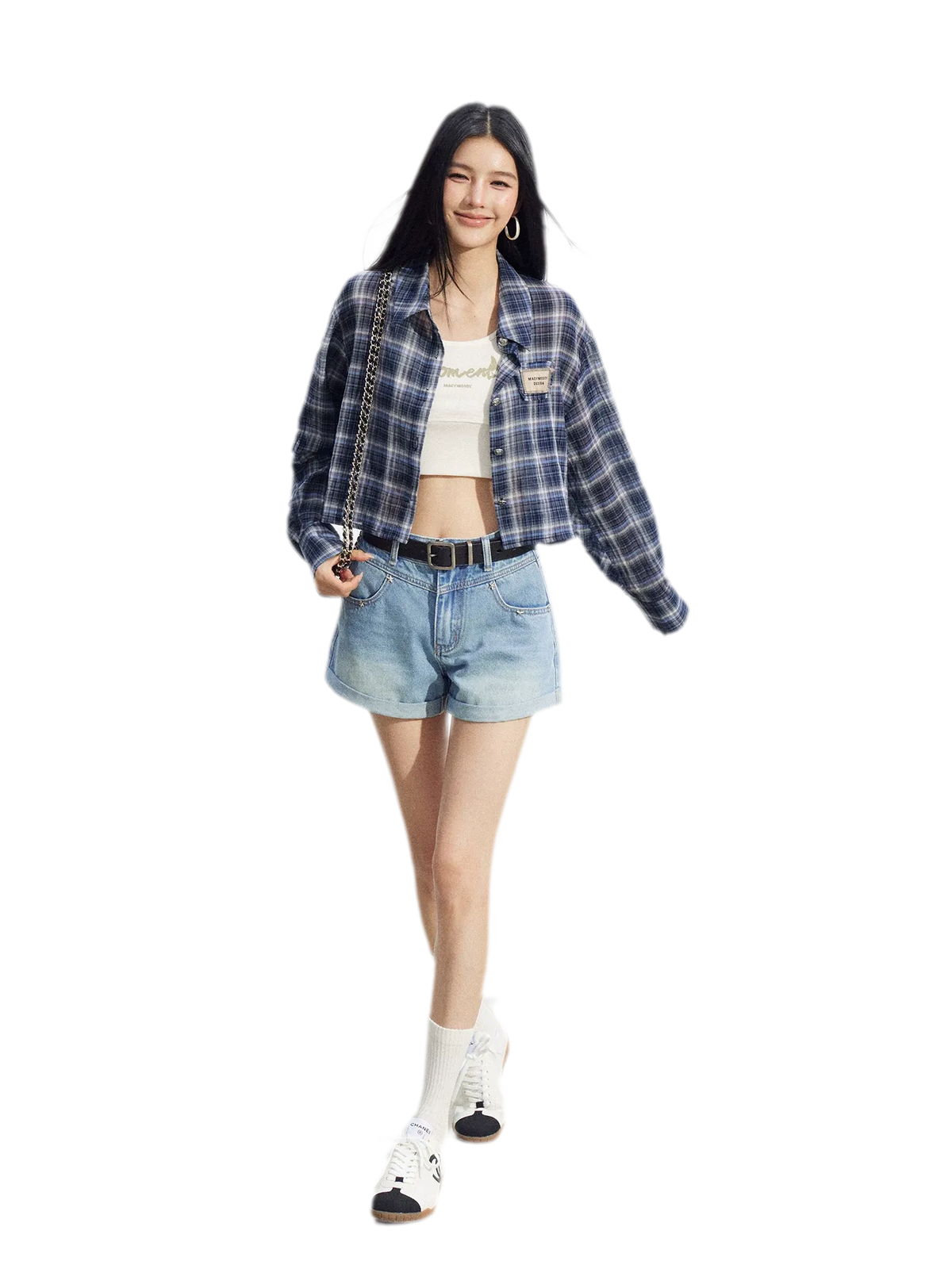 Embroidered Denim Shorts