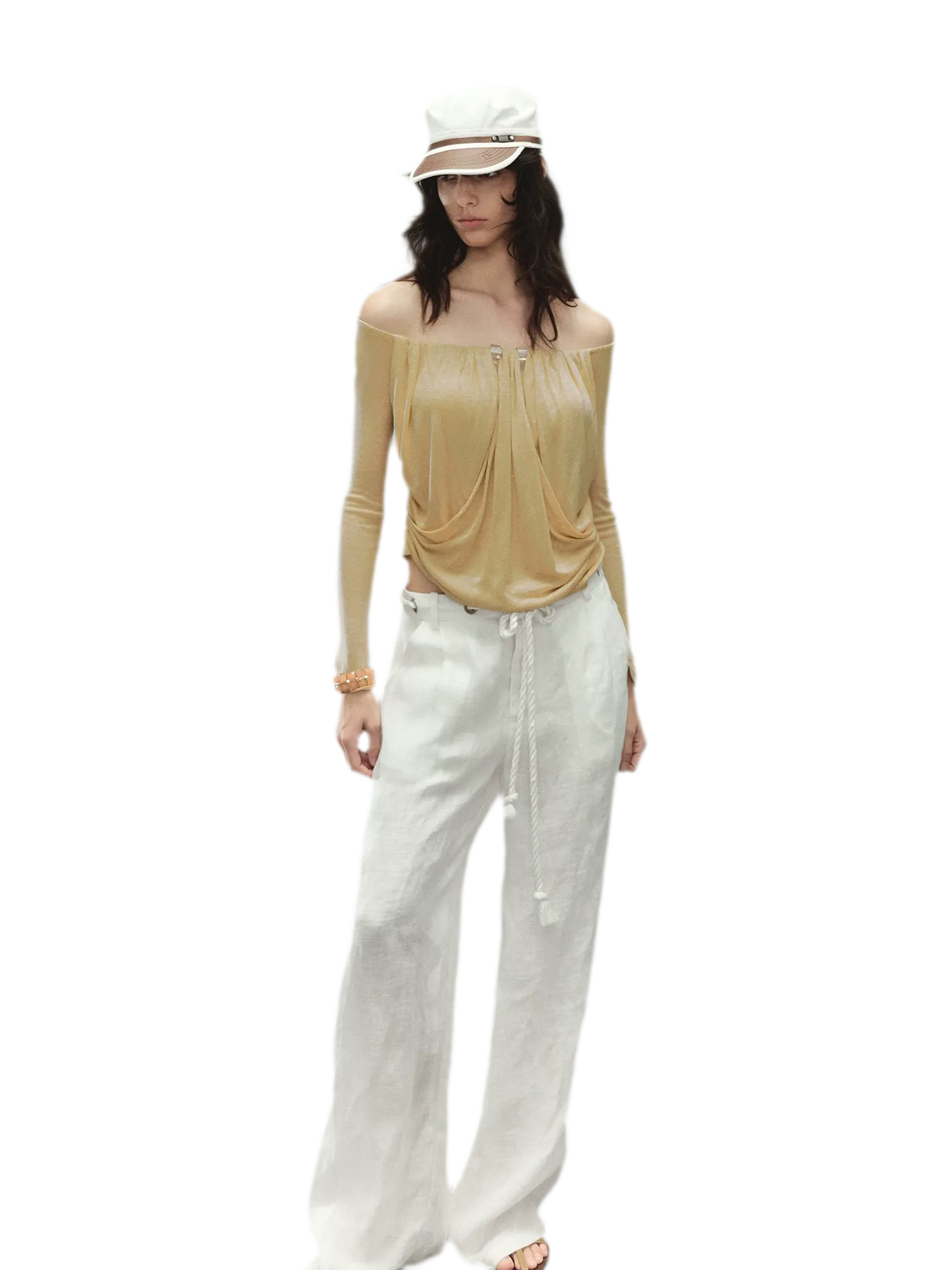 Relaxed Fit Linen Blend Wide-Leg Pants