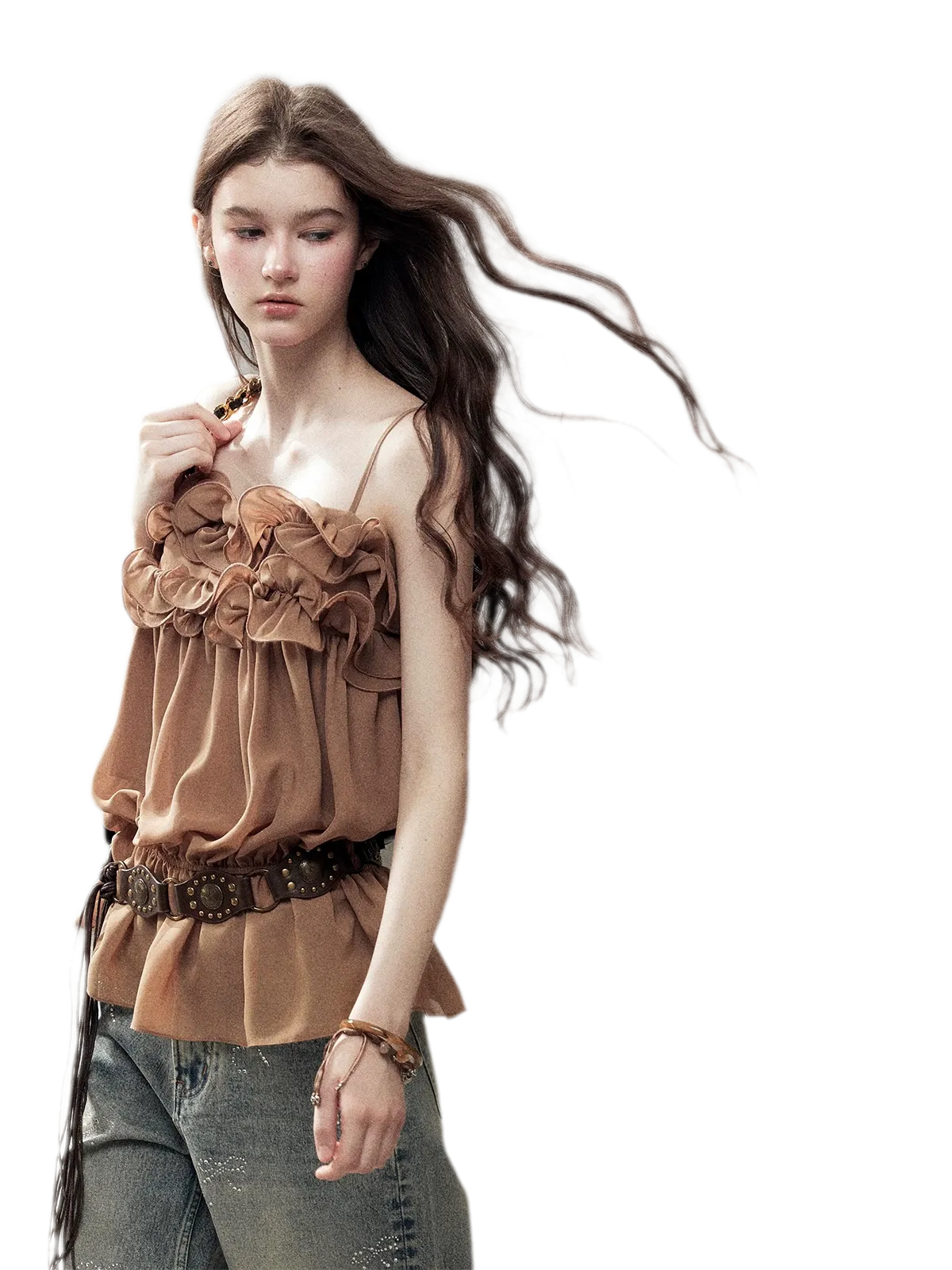 Chiffon Ruffle Cami Top
