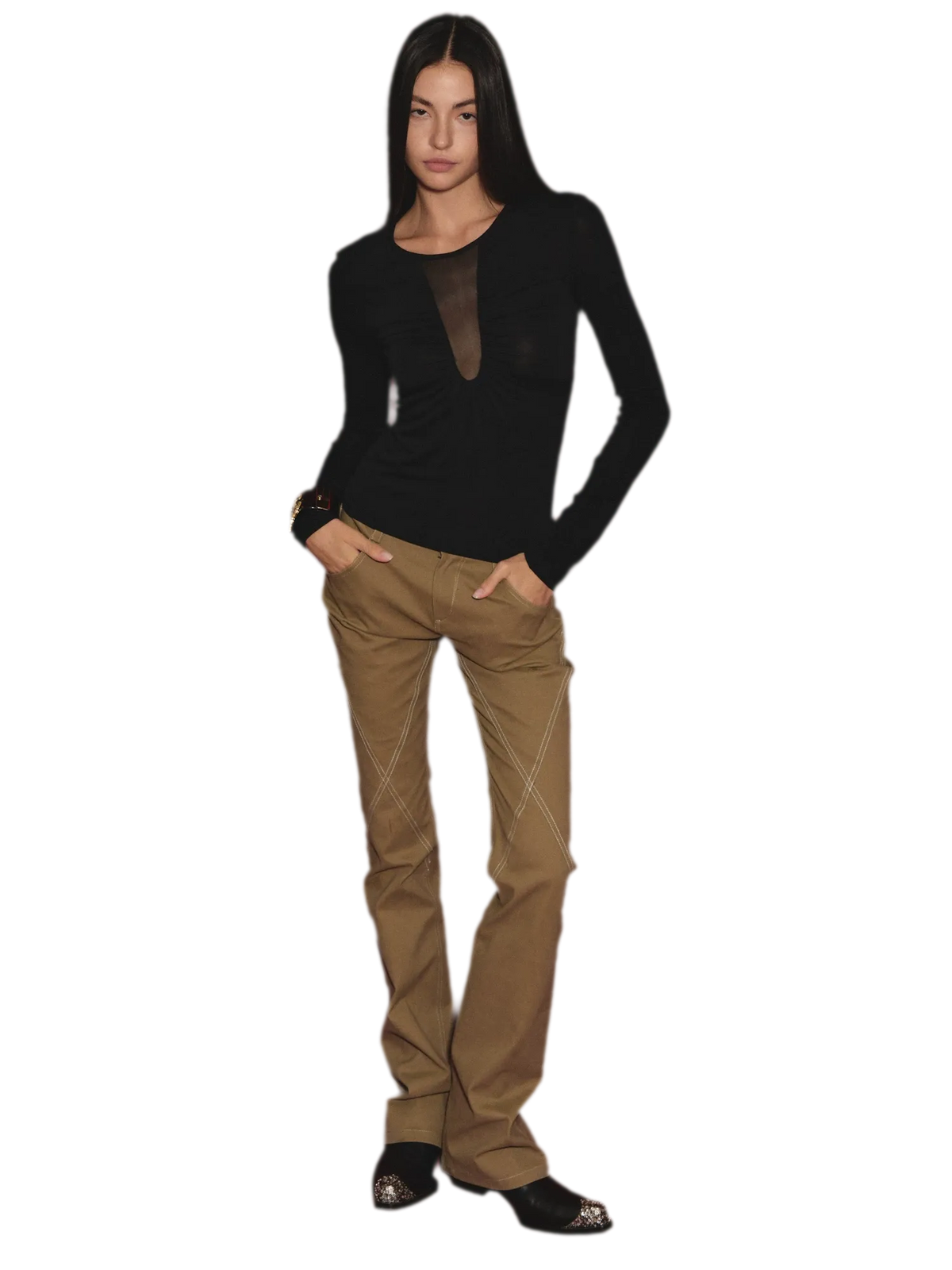 Vintage Distressed Khaki Slim Fit Casual Pants