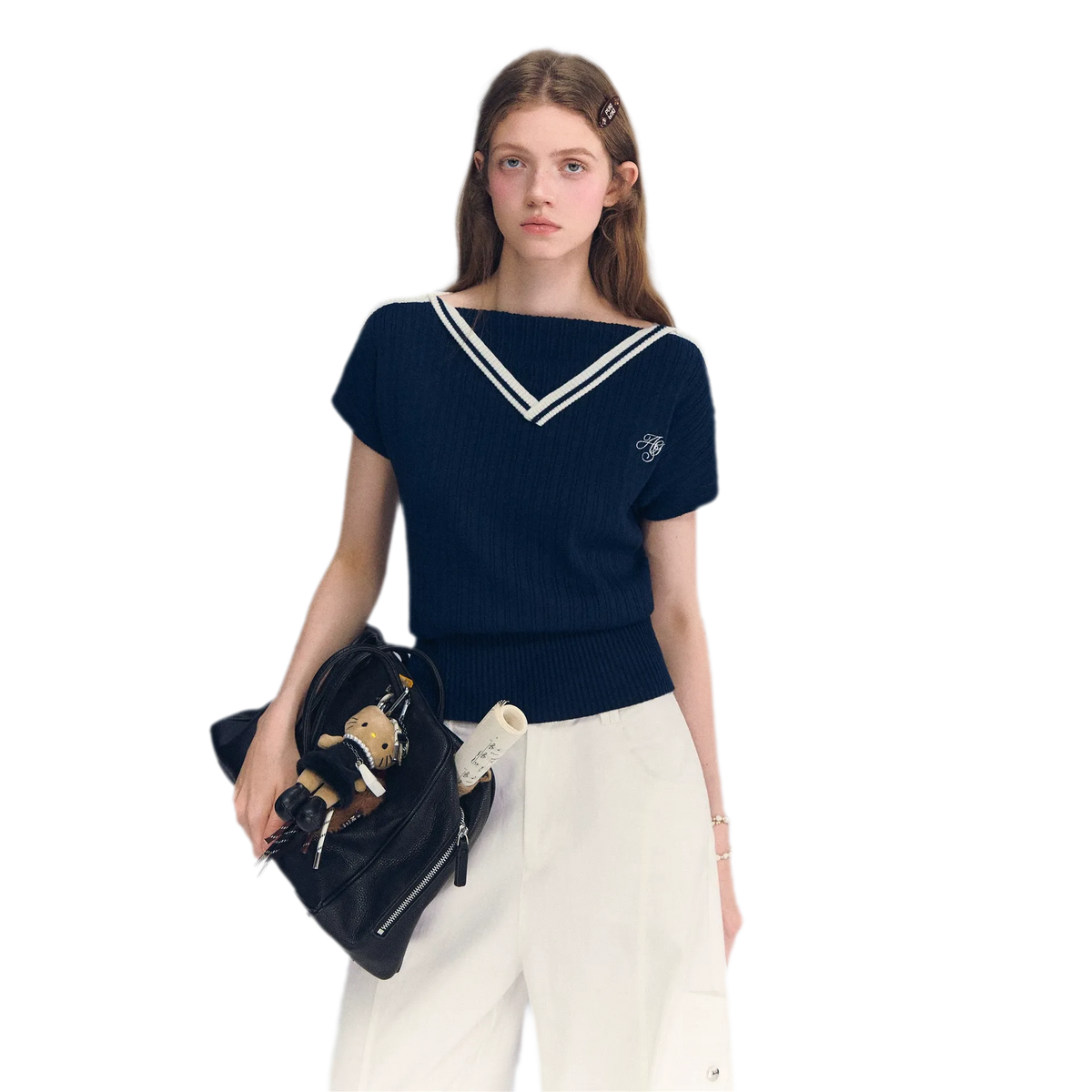 Contrast Trim Knit Top