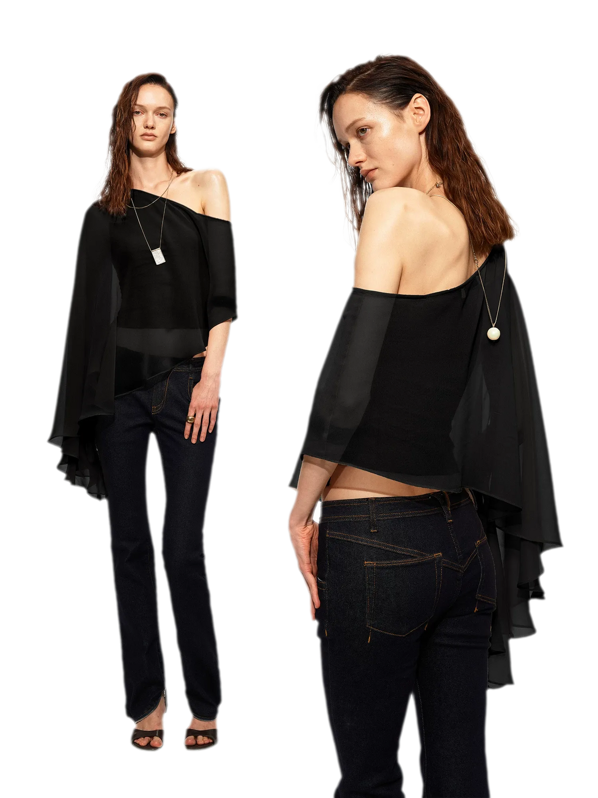 Matte Chiffon Cape Top