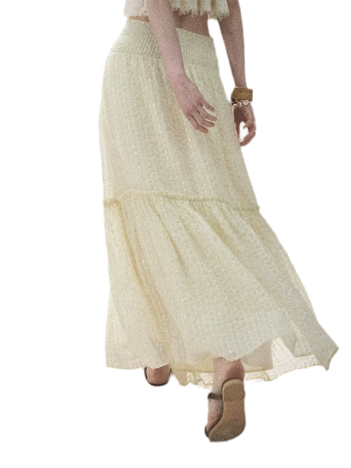 "Waves of Wheat" French Lace Midi Skirt