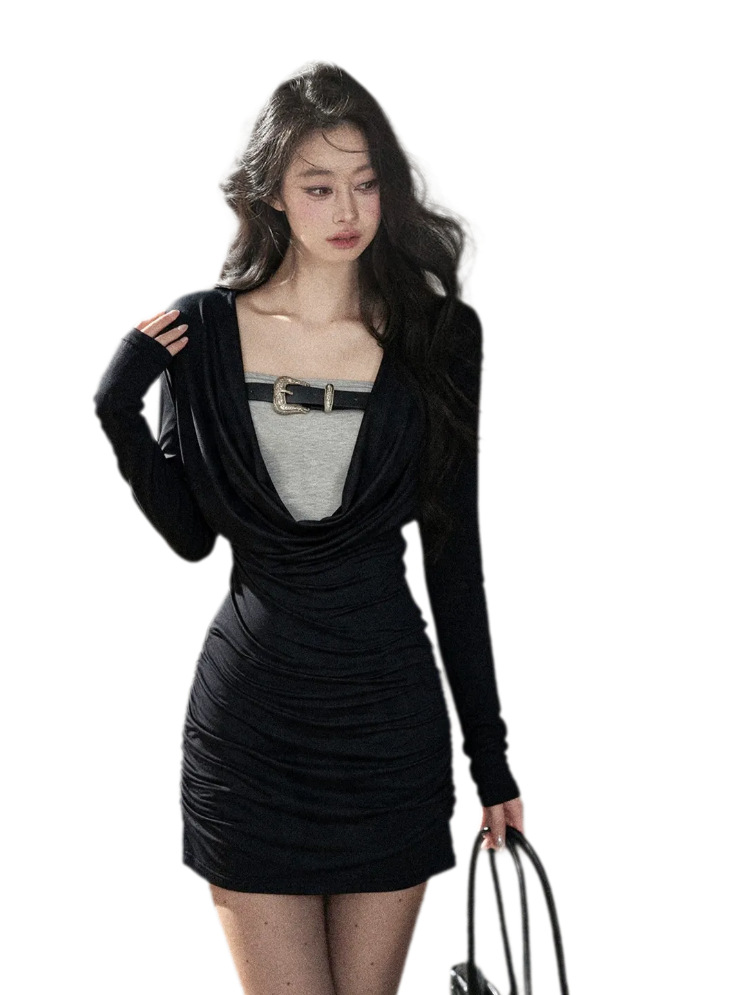 Draped Cowl Double-Layer Top