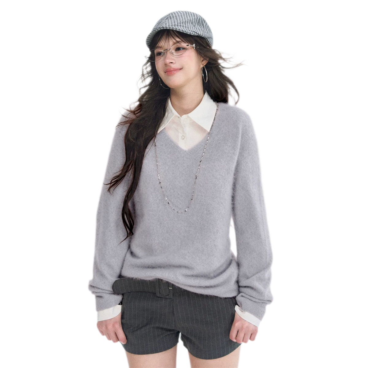 Brushed V-Neck Wool Sweater