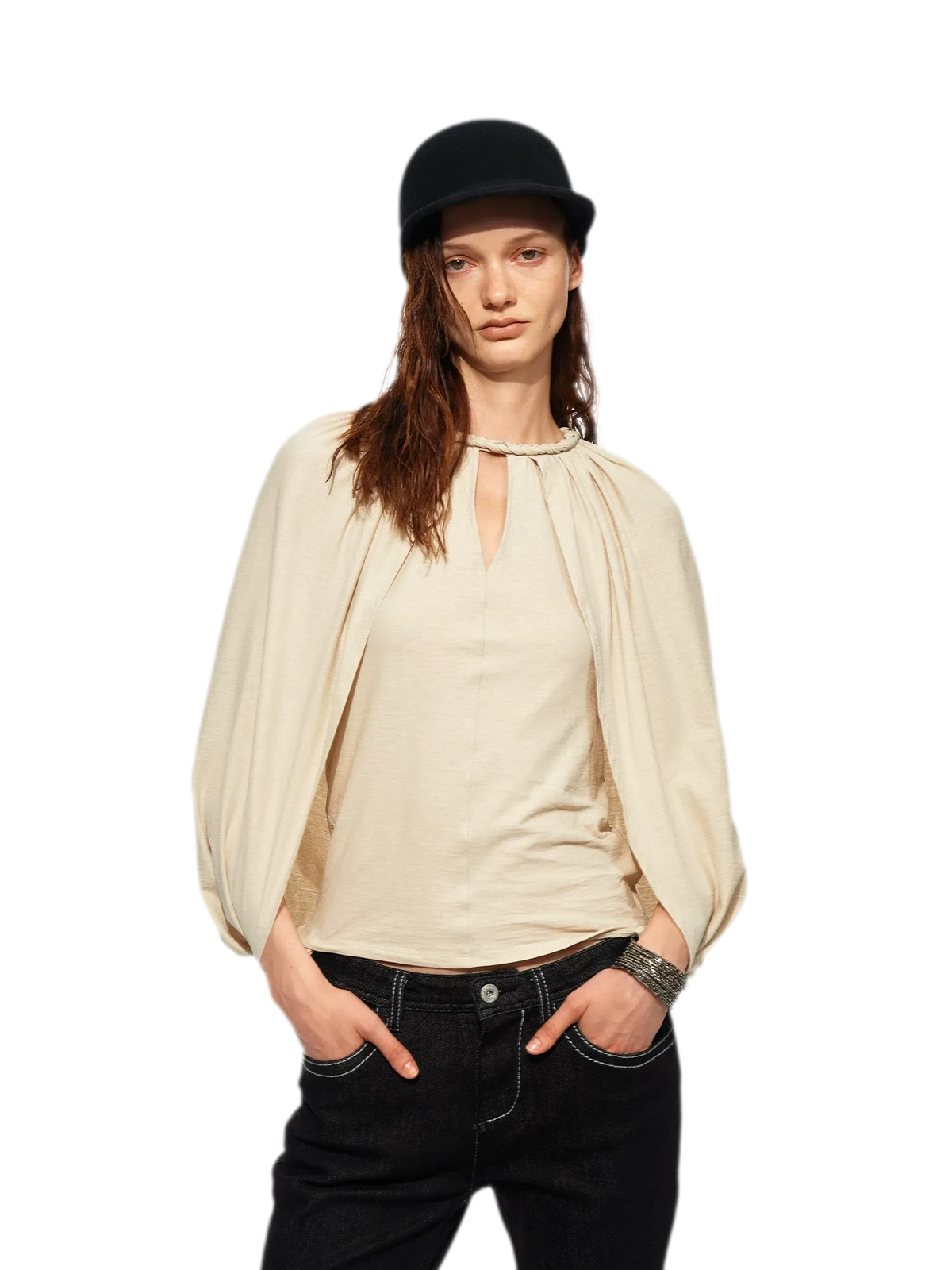 Cotton Cape Sleeve Top