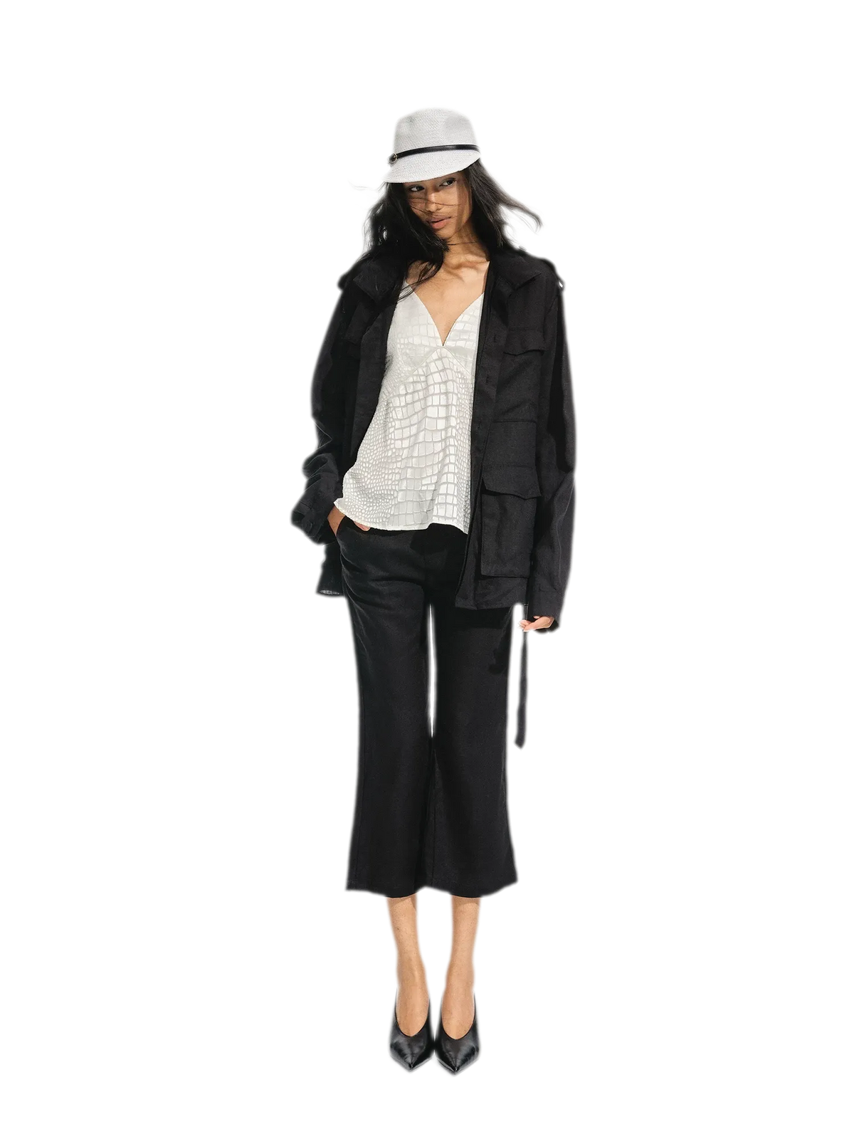 Linen Lyocell Belted Jacket