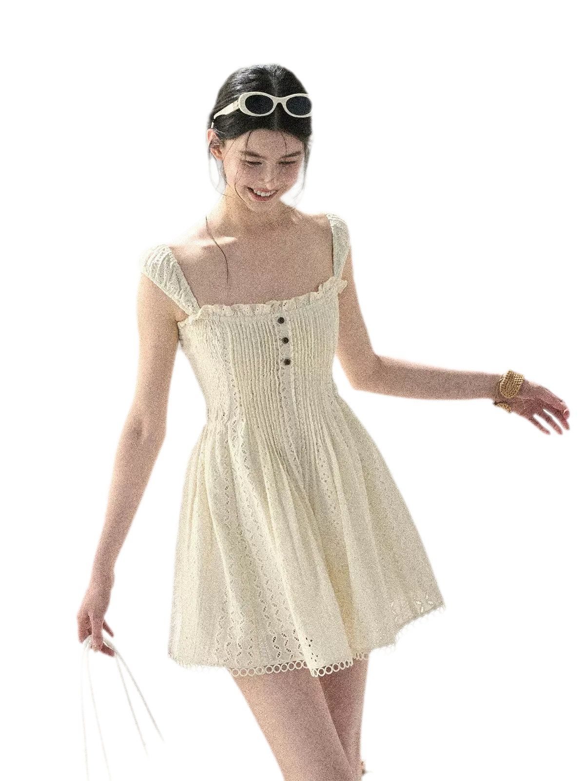 "Gap of Floral Tassels" French Style Lace Ruffled