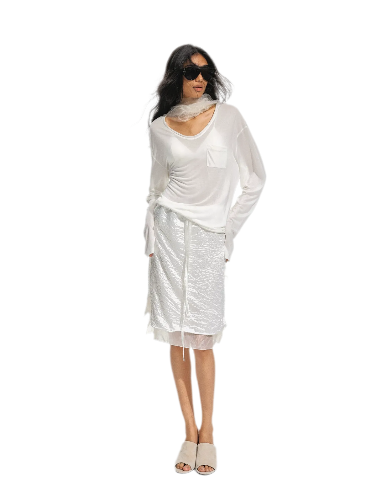 Silk Lyocell Relaxed V-Neck Tee