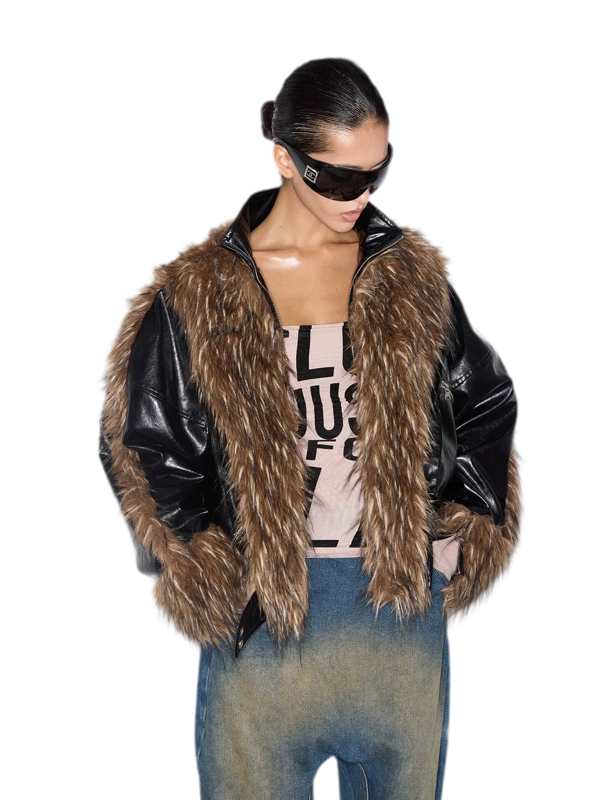 Deconstructed Faux Fur Jacket