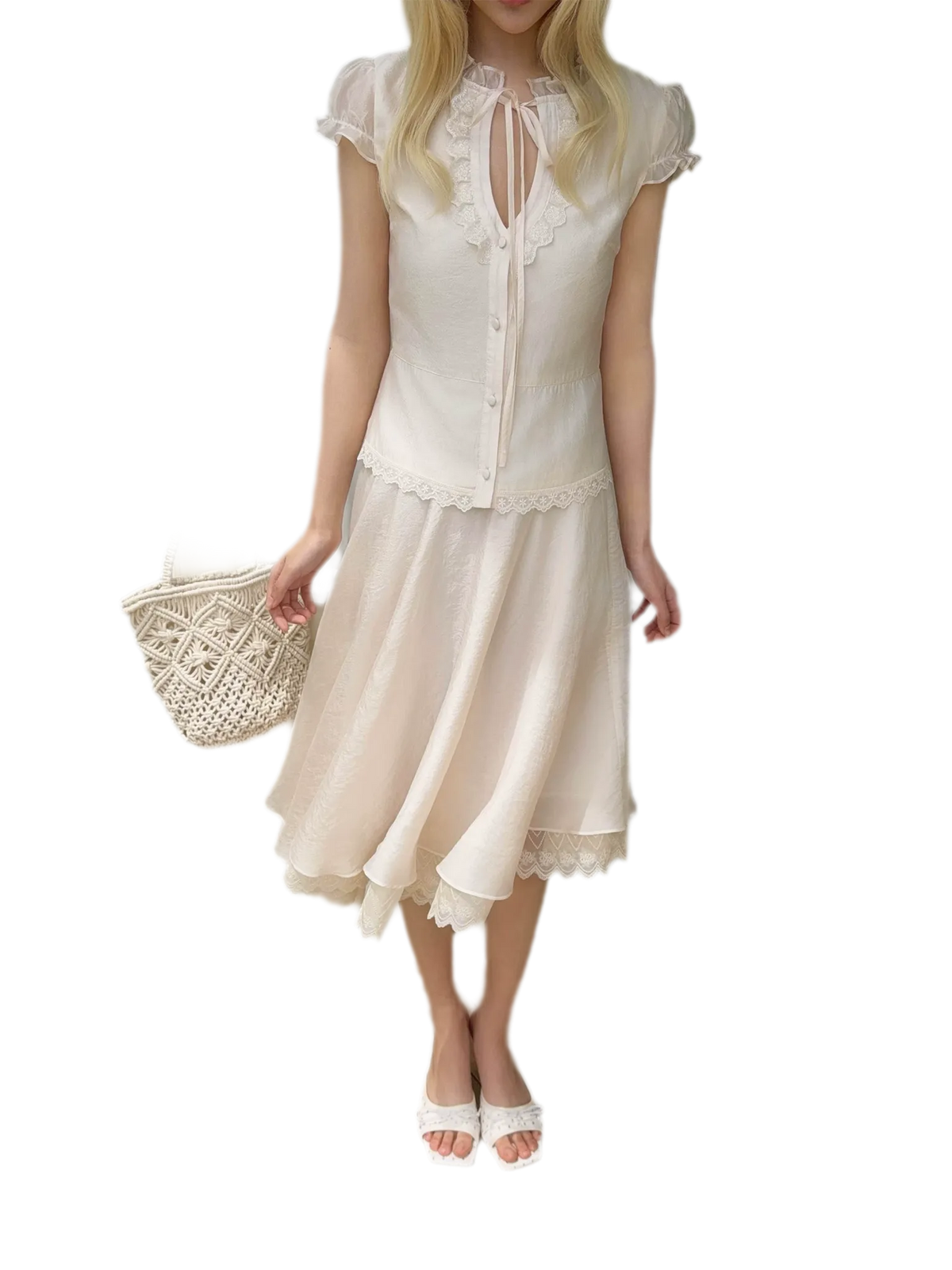 Sweet Lace Blouse Skirt