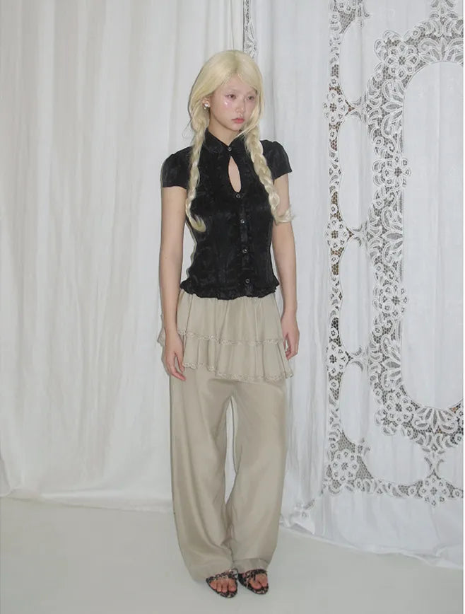 French Ruffle Short Blouse