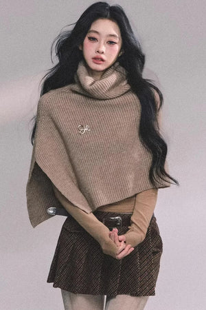 Maple Leaf Knit Sweater Cape Set-Up