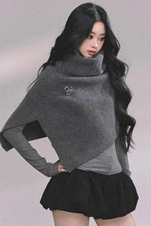 Maple Leaf Knit Sweater Cape Set-Up