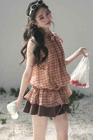 Maple Red Plaid Halter Top