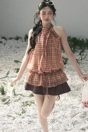 Maple Red Plaid Halter Top