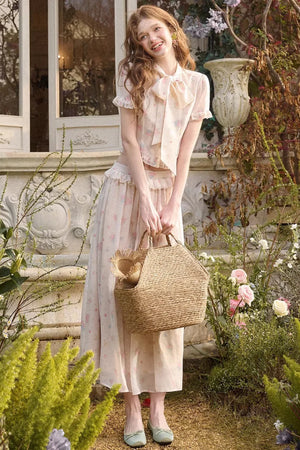 Mediterranean Print Chiffon Skirt Set-Up