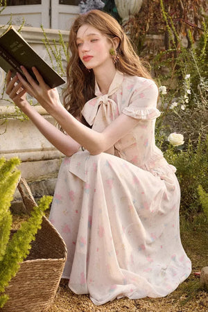 Mediterranean Print Chiffon Skirt Set-Up